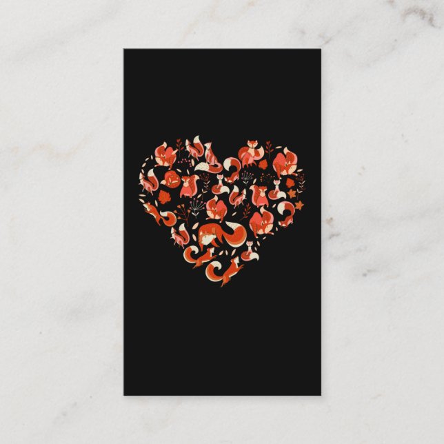Cute Fox Heart Funny Foxes Business Card (Front)