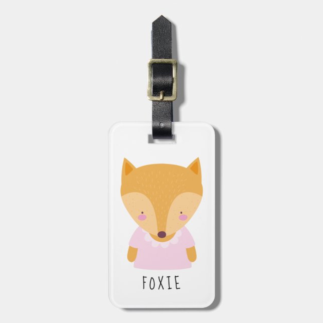 Cute Fox Illustration - Customisable Luggage Tag (Front Vertical)