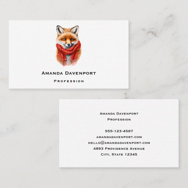 Cute Fox in a Red Scarf Autumn Image Business Card (Front/Back)