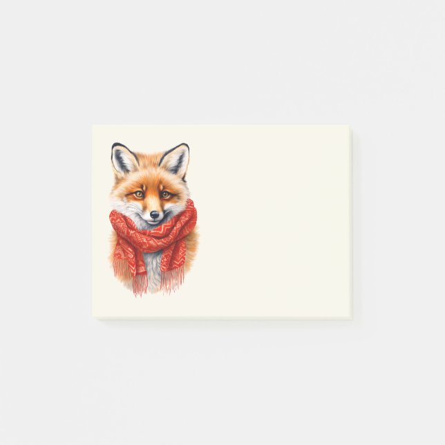 Cute Fox in a Red Scarf Autumn Image Post-it Notes (Front)
