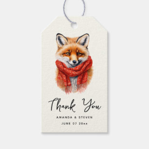 Cute Fox in a Red Scarf Autumn Image - Wedding Gift Tags