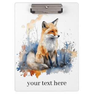 Cute fox in blue and orange water colour clipboard