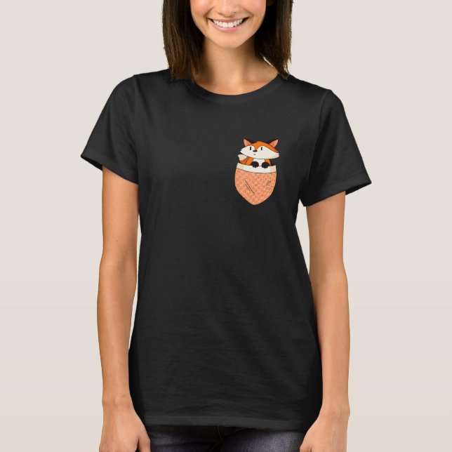 Cute Fox Inside A Pocket Canidae Omnivorous Fox   T-Shirt (Front)