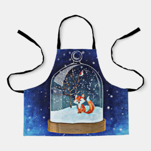 Cute fox inside a snow globe apron