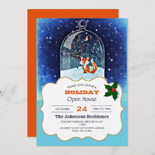 Cute fox inside a snow globe       invitation