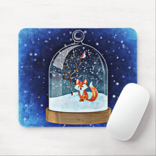 Cute fox inside a snow globe mouse mat