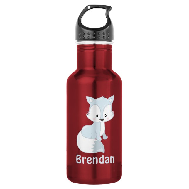 Cute Fox Kids Personalised 532 Ml Water Bottle (Front)