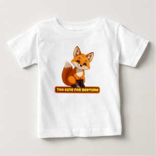 Cute Fox Kids T-Shirt – "Too Cute for Bedtime" 