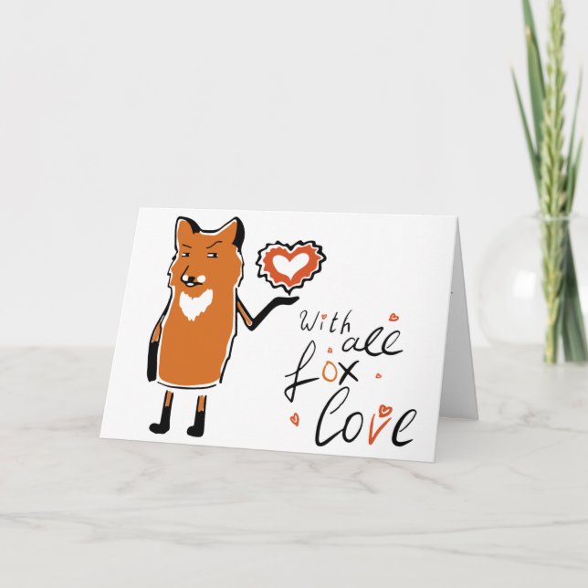 Cute Fox Love Valentine Card (Front)