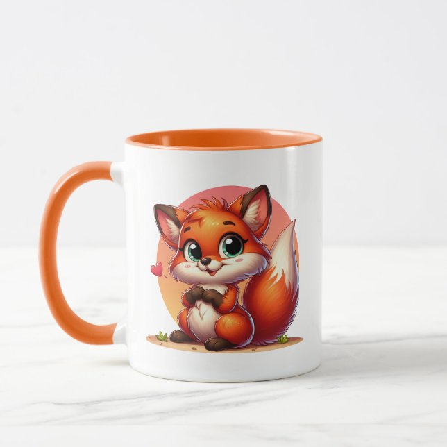 Cute fox lovers add monogram  mug (Left)