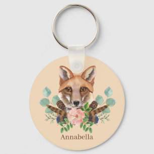 cute fox lovers add name key ring