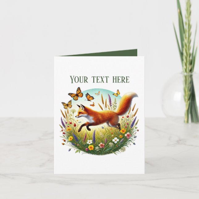 Cute fox lovers add text  card (Front)