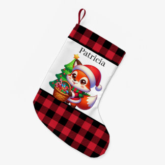 Cute fox lovers add text small christmas stocking