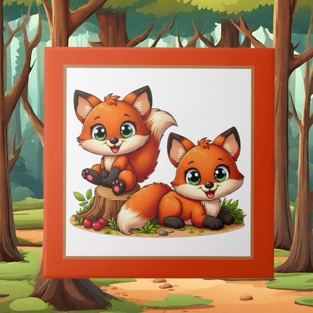 Cute fox lovers animal  tile (Creator Uploaded)