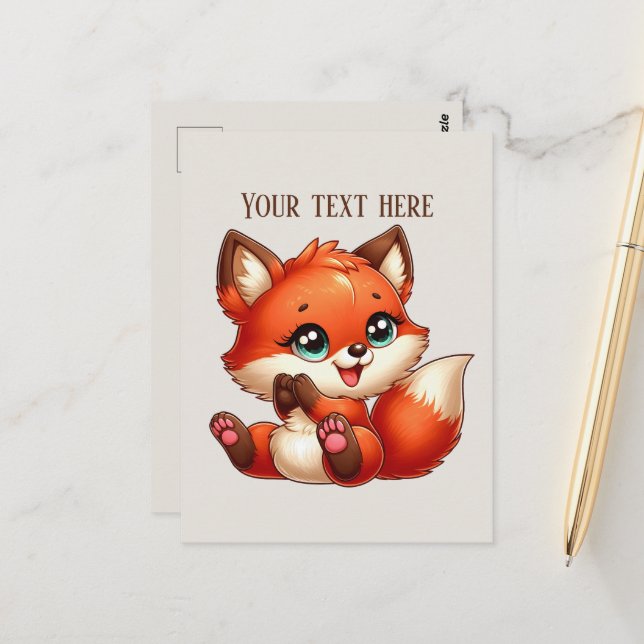 Cute fox lovers customisable  postcard (Front/Back In Situ)
