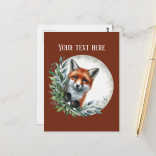 Cute fox lovers customisable postcard