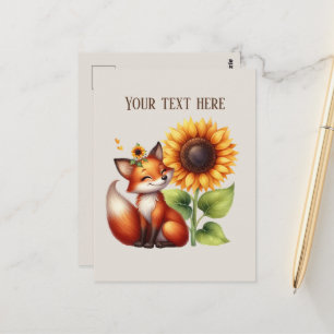 Cute fox lovers customisable postcard