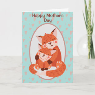 Cute Fox Mama and Baby Mother's Day Card