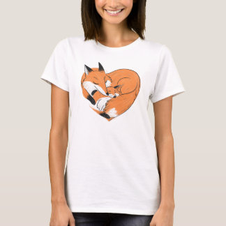Cute Fox Mum Love Baby Heart T-Shirt