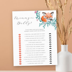Cute fox - mummy or daddy baby shower game