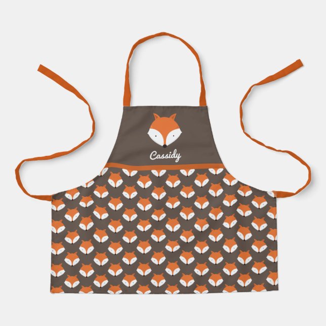 Cute Fox Name Animal Pattern Apron (Front)