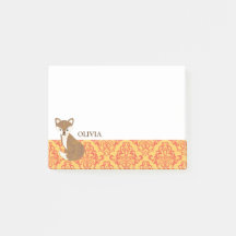 Cute Fox  on Orange Patterned Border