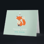 Cute Fox Party Hat Woodland Birthday Folded Thank You Card<br><div class="desc">Cute Fox Party Hat Woodland Birthday Folded Thank You Card</div>