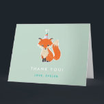 Cute Fox Party Hat Woodland Birthday Folded Thank You Card<br><div class="desc">Cute Fox Party Hat Woodland Birthday Folded Thank You Card</div>