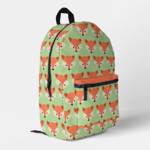 Cute Fox Pattern on Green Printed Backpack