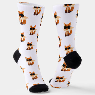 Cute Fox Pattern Woodland Animal Print Sock Design