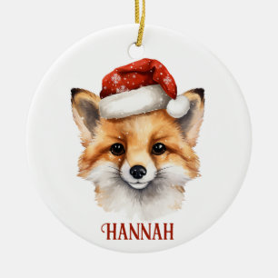 Cute Fox Personalised Christmas Ornament