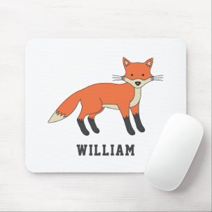 Cute Fox Personalised Custom Name Back To School Mouse Mat