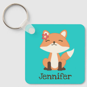 Cute Fox Personalised Keychain