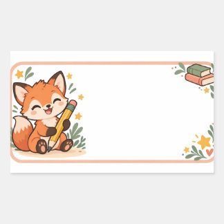 Cute Fox Personalised School Name Label