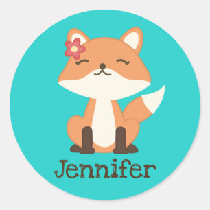 Cute Fox Personalised Sticker Envelope Seal