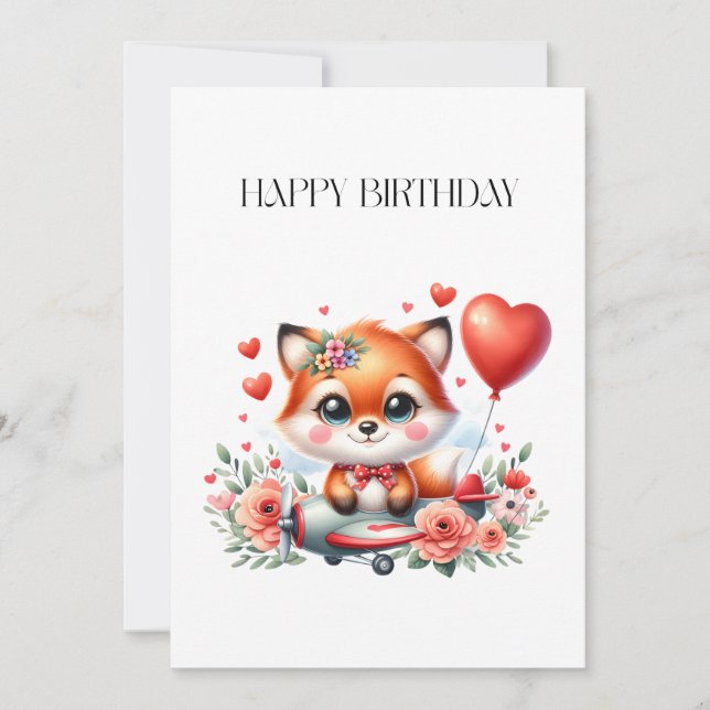 Cute Fox Pilot Birthday (Front)