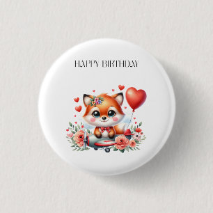 Cute Fox Pilot Birthday 3 Cm Round Badge