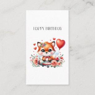Cute Fox Pilot Birthday Calling Card
