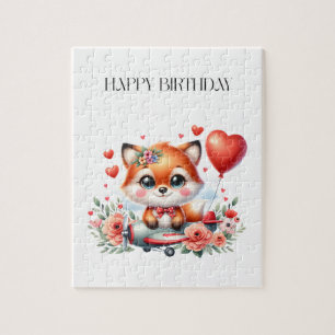 Cute Fox Pilot Birthday Jigsaw Puzzle