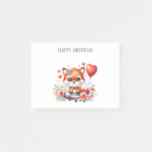 Cute Fox Pilot Birthday Post-it Notes