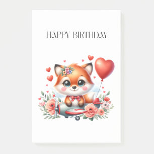 Cute Fox Pilot Birthday Post-it Notes