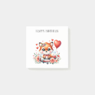 Cute Fox Pilot Birthday Post-it Notes