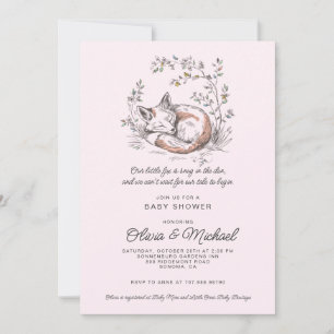 Cute Fox Pink Girl Baby Shower Invitation