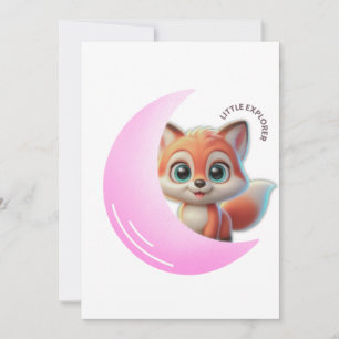 Cute Fox Pink Moon Card