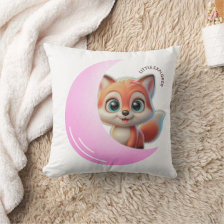 Cute Fox Pink Moon Cushion