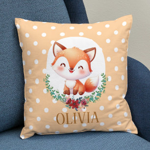 Cute Fox Polka Dot Elegant Cushion