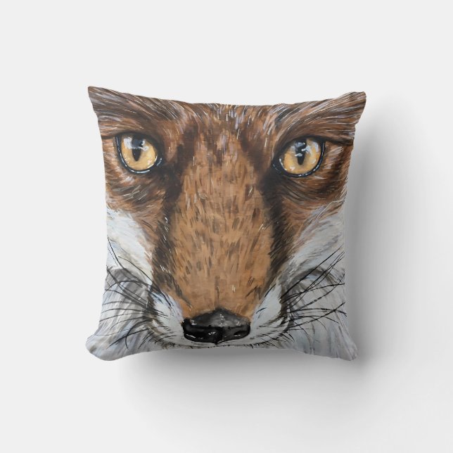 Cute Fox portrait Watercolour Cushion (Front)