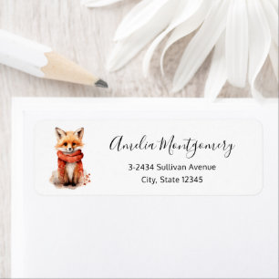 Cute Fox Pup in a Red Scarf - Address