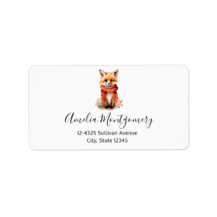 Cute Fox Pup in a Red Scarf Address Label