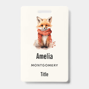 Cute Fox Pup in a Red Scarf ID Badge